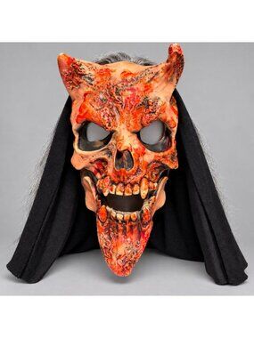 Vintage Zagone Studios Bloody Devil Demon Latex Halloween Mask Hooded